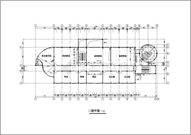 长沙市芙蓉区某实验小学3700平米五层框架结构教学楼建筑设计CAD图纸-图二
