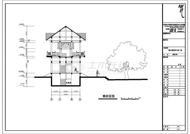 瑞安市万松广场景观规划设计cad全套施工图（含绿化及建筑设计）-图二