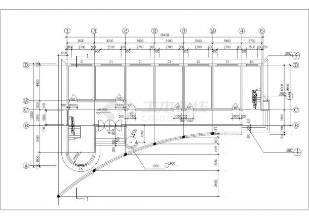 济南市谷泉中学4层框架结构教学楼全套建筑设计CAD图纸-图一
