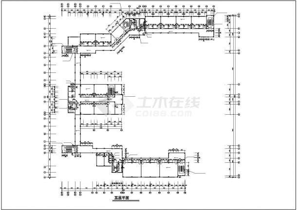 某中学教学楼综合楼建筑施工图（CAD，16张图纸）-图二