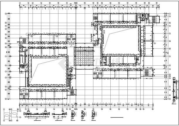 某大学六层框架结构教学楼（29750㎡）设计cad全套建筑施工图（含设计说明）-图二