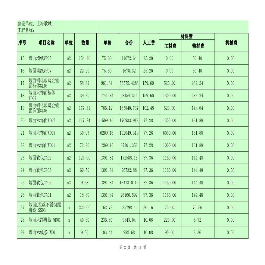 某KTV装饰工程量清单报价单设计-图二