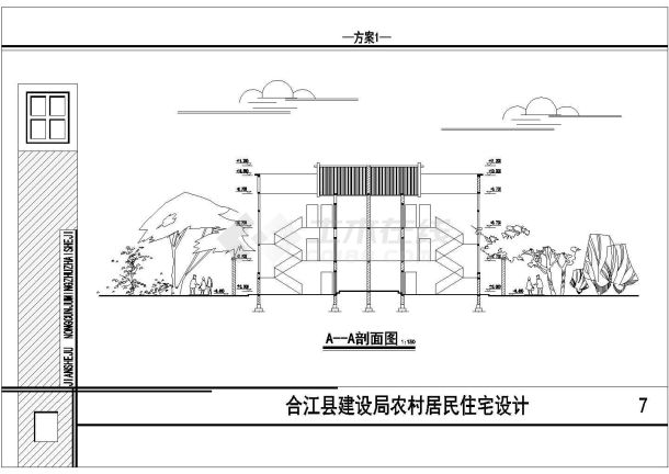 某三层框架结构川南民居住宅楼设计cad 建筑方案图-图二