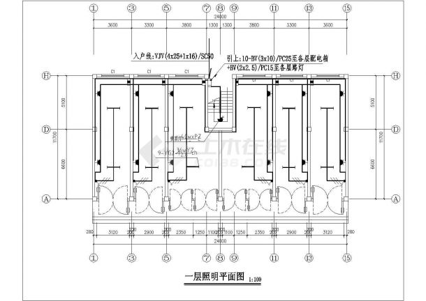 苏州市瑶山花园小区7层砖混结构住宅楼电气系统设计CAD图纸-图二
