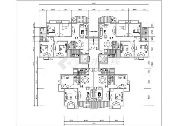 成都市青兰花园小区多栋住宅楼的标准层平面设计CAD图纸（共7张）-图二