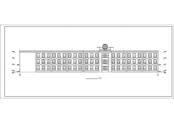 某三层农村小学教学楼设计cad图(含平立剖面图,共八张)-图一
