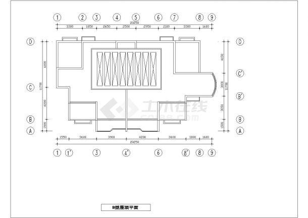 孝感市恩福花园小区两栋住宅楼的局部平面设计CAD图纸-图二