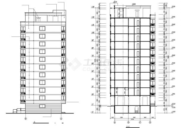 苏州某安置小区11层框架结构三单元式住宅楼建筑设计CAD图纸（含机房层）-图一