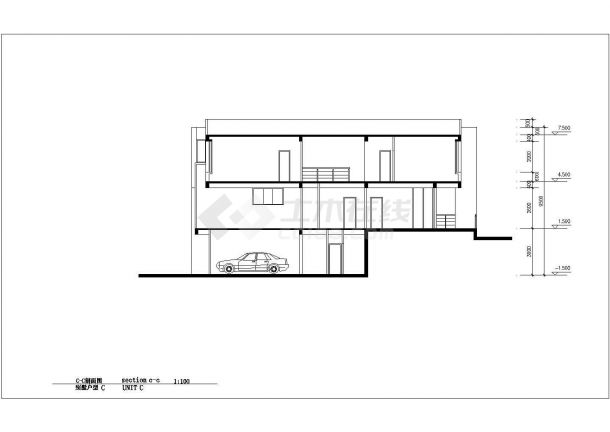 某二层带地下室框架结构别墅设计cad建筑施工图（带效果图）-图一