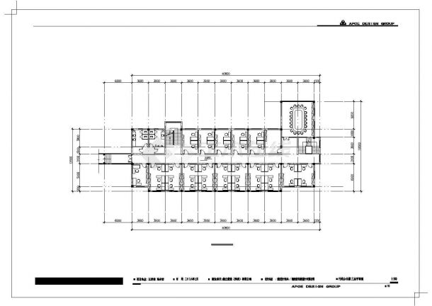 淮安小学4层教学楼CAD施工图（含屋顶平面设计）-图二