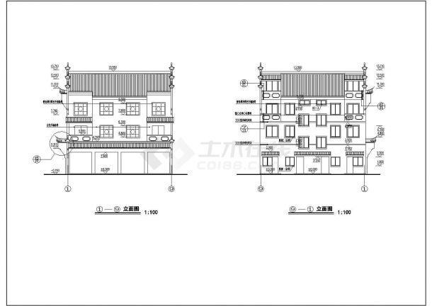 某农村徽派马头墙住宅楼CAD建筑设计施工图-图二