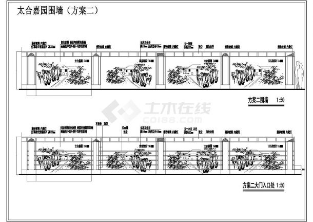 某新校区大门CAD设计方案图-图一