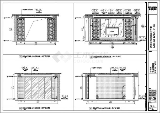 益田花园小区某中式住宅室内装修设计cad详细施工图（带效果图）-图二