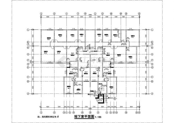 某六层宿舍楼建造工程施工参考CAD图纸（含地下室）-图一