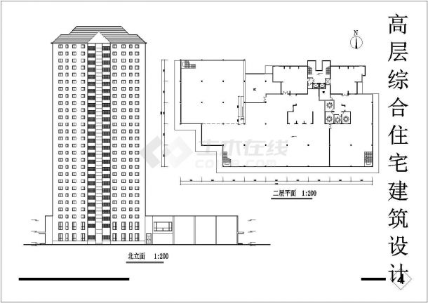 北京某现代小区2.2万平米27层剪力墙结构住宅楼建筑设计CAD图纸-图一