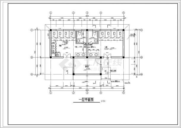 某公厕CAD建筑设计平立面施工图-图二