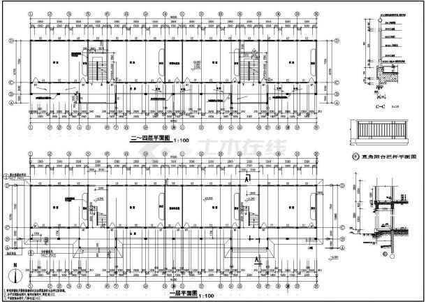 某中学校园CAD建筑设计施工方案图-图二