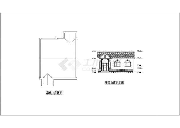 大连市某知名避暑山庄单层砖混结构休闲民居别墅平立面设计CAD图纸-图二
