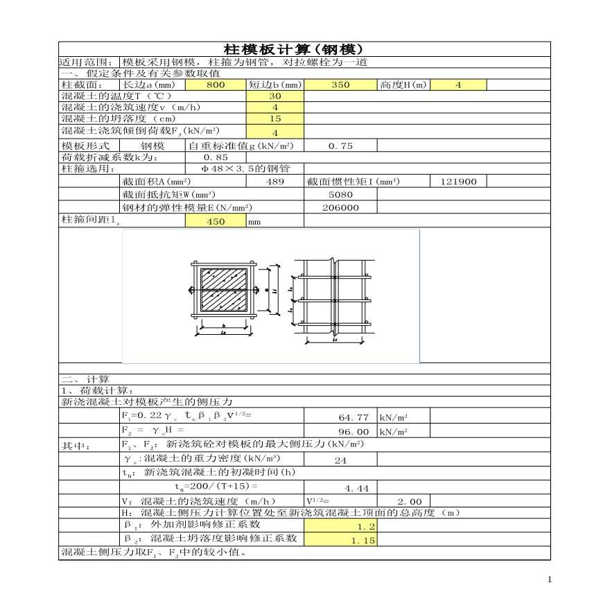 某地区柱模板计算详细文档-图一