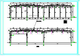 135x66m钢框架结构单层厂房cad设计结施图-图二