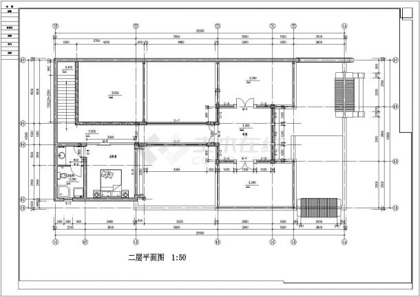 江苏省无锡市龙湖别墅区某栋装修设计CAD图纸-图二