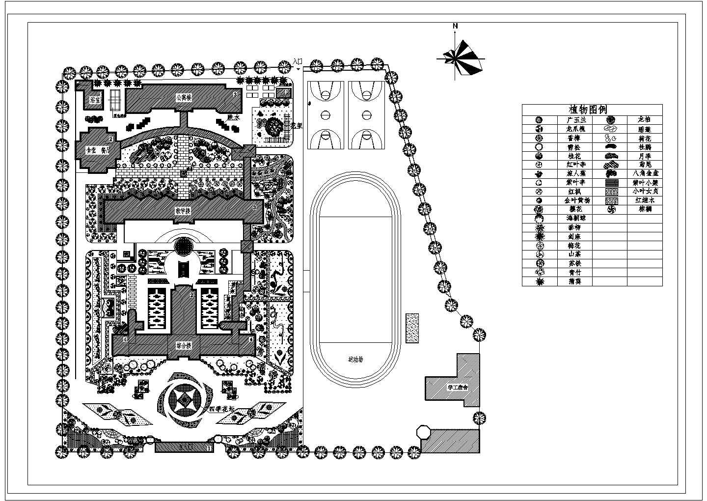 某校园CAD绿化规划设计平面图
