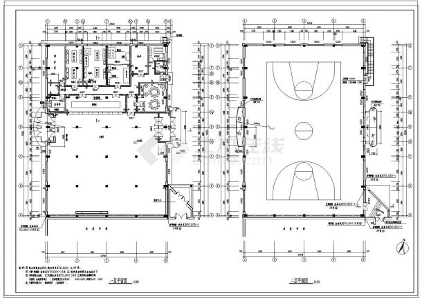 某中学操场与食堂CAD建筑设计施工图-图二