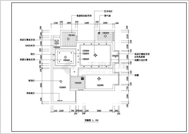 2室2厅现代居室装修方案CAD图-图一