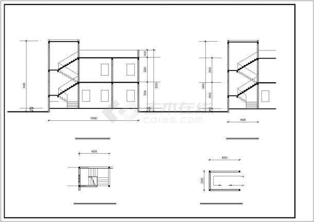 某二层混合结构现代风格别墅设计cad详细建筑施工图（含设计说明，含结构设计，含效果图）-图二