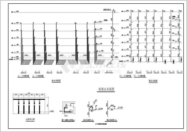 6层(1梯2户2单元)住宅楼给排水设计CAD图纸-图一
