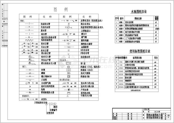 某框架结构六层加一跃层(1梯2户3单元)住宅楼给排水设计cad全套施工图（含设计说明）-图二