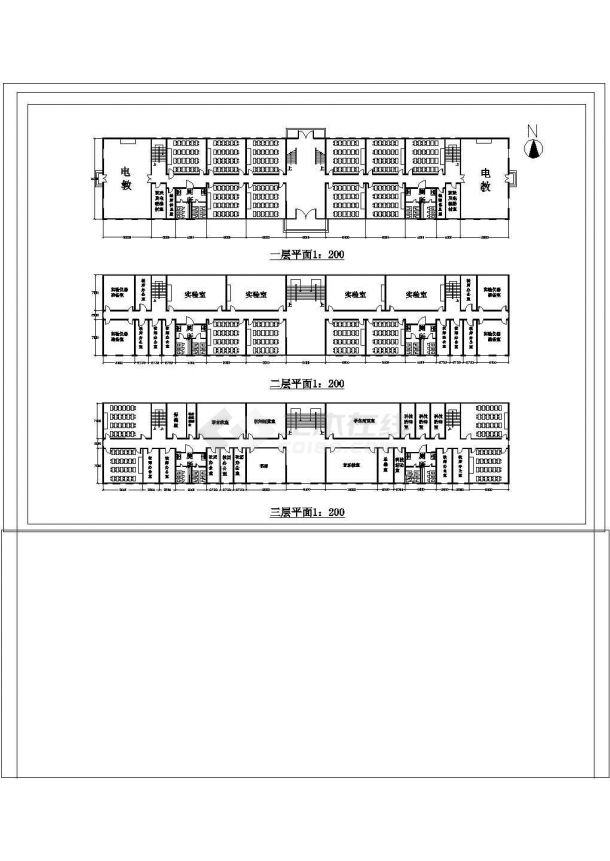 某高校主教学楼CAD框架结构平面设计图纸-图二