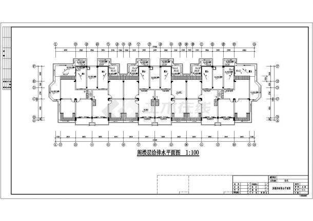 某六层带车库层及阁楼层(1梯2户3单元)住宅楼给排水设计cad全套施工图（含设计说明）-图二
