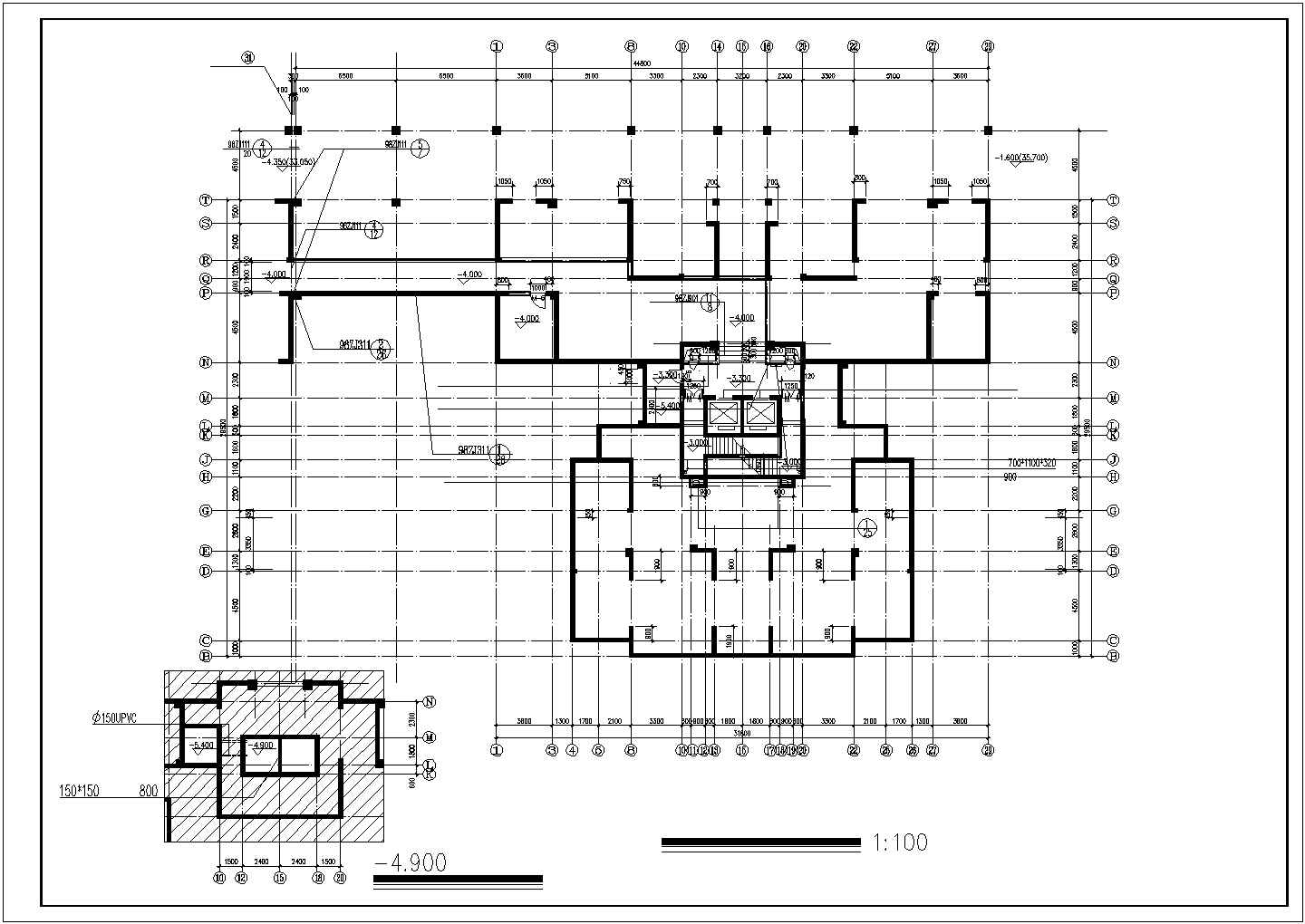 28层1楼梯2电梯4户点式住宅楼设计图-04
