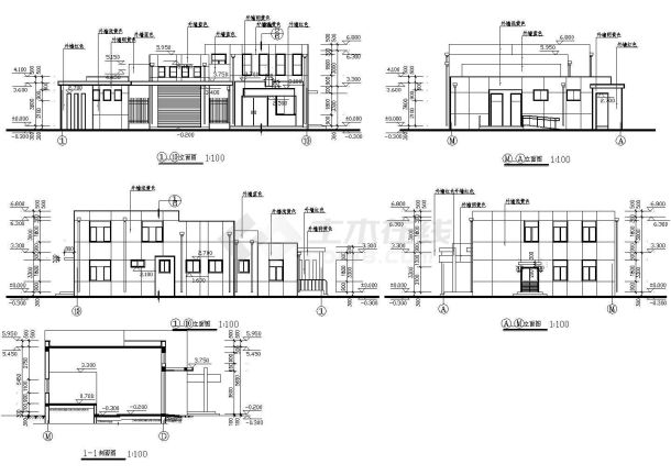 某长20.8米，宽14.46米，二层CAD砖混结构362.6平米城市环卫班点转运站及公厕CAD设计图纸（一二层及屋顶平面 四立一剖面 施工图设计说明）-图一
