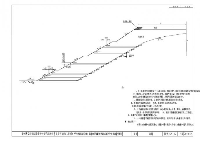 S3-17陡坡路堤或填挖交界处理设计图_图1