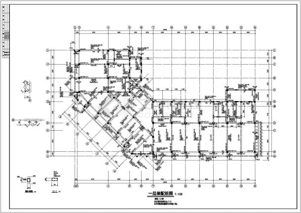 四层砼框架办公楼结构施工全套CAD图-图二