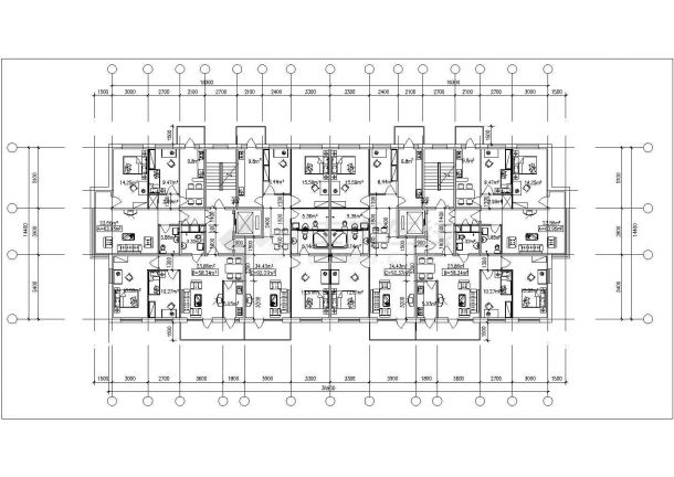 娄底市广济花园小区住宅楼的标准层平面设计CAD图纸（4张）-图二