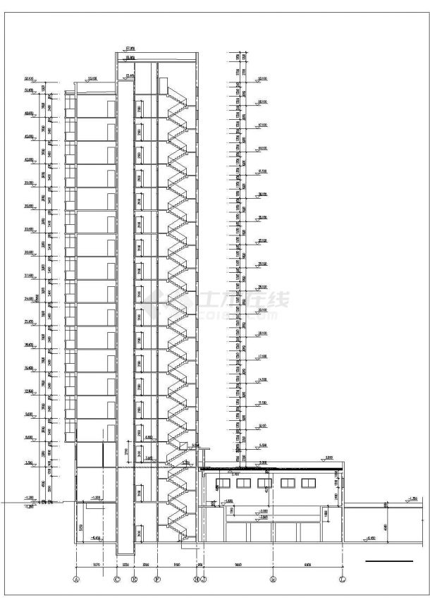 淮安市某商业街2.3万平米17层短肢剪力墙结构商住楼建筑设计CAD图纸-图一