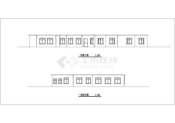 舟山市某度假区单层砖混结构休闲会馆平立面设计CAD图纸（5套方案）-图一