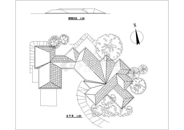 舟山市某度假区单层砖混结构休闲会馆平立面设计CAD图纸（5套方案）-图二