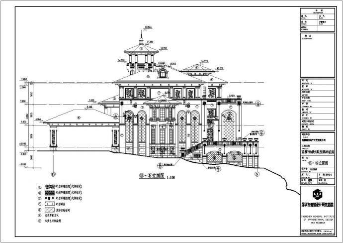 某三层框架结构带车库型现代风格别墅设计cad建筑施工图（含设计说明，含结构设计，含空调设计，含水电设计）_图1