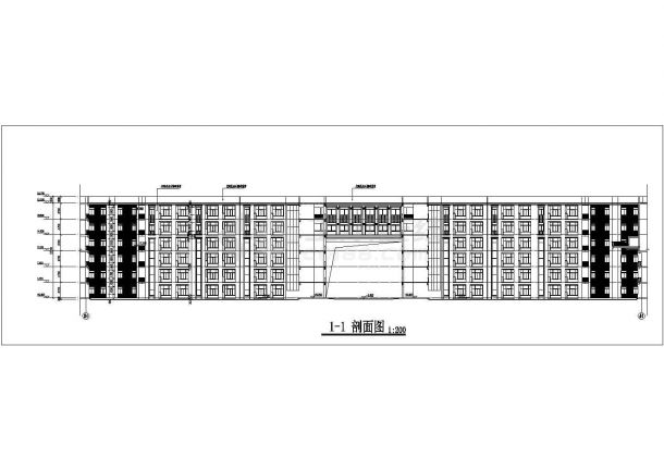 广州某职业学院6层框架结构教学楼立剖面设计CAD图纸-图一