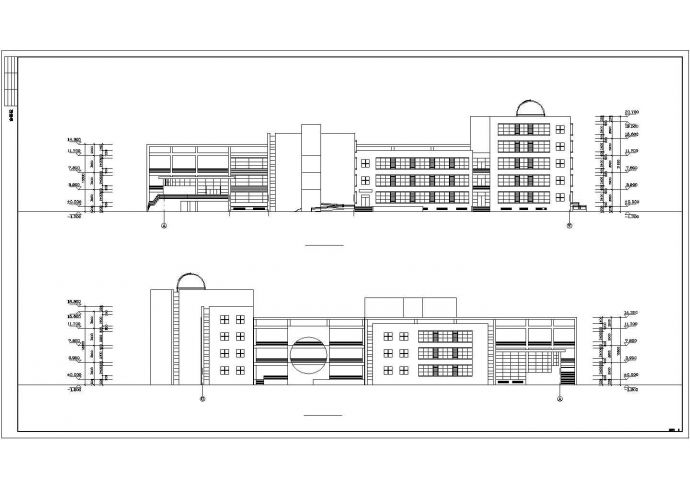 北京某中学1.7万平米四层框架结构教学综合楼平立剖面设计CAD图纸_图1