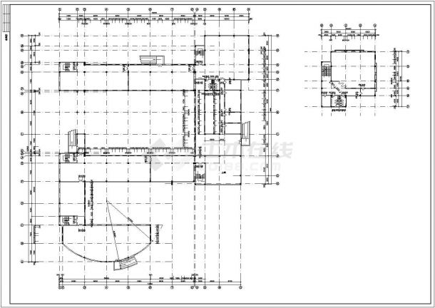 北京某中学1.7万平米四层框架结构教学综合楼平立剖面设计CAD图纸-图二