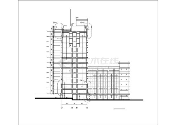 1.4万平米12层框架结构实验综合楼平立剖面设计CAD图纸（含机房层）-图一