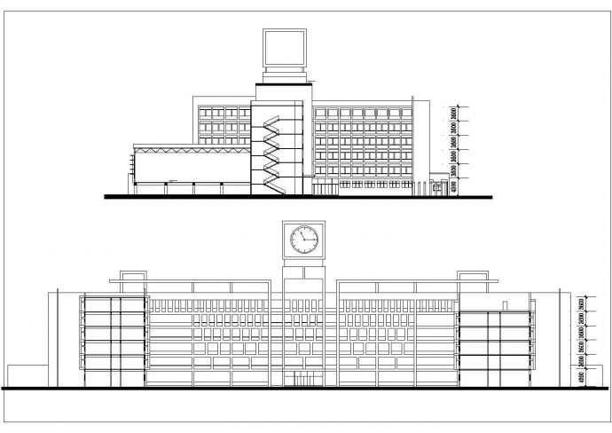 哈尔滨xx大学2.4万平米6层框架教学楼平剖面设计CAD图纸_图1