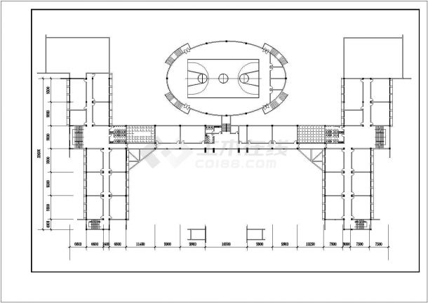 哈尔滨xx大学2.4万平米6层框架教学楼平剖面设计CAD图纸-图二
