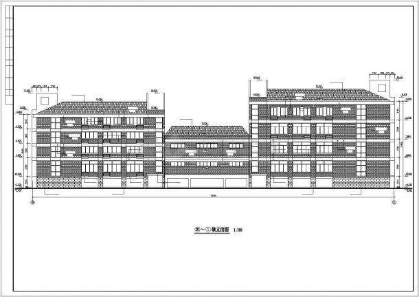6100平米四层钢混框架结构教学楼建筑设计CAD图纸（含架空层）-图一