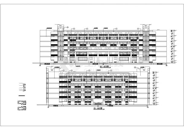 宁波市xx大学7500平米6层框架宿舍楼立剖面设计CAD图纸-图一